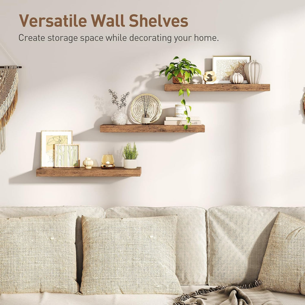 Farmhouse Wooden Wall‑Mounted Floating Shelves