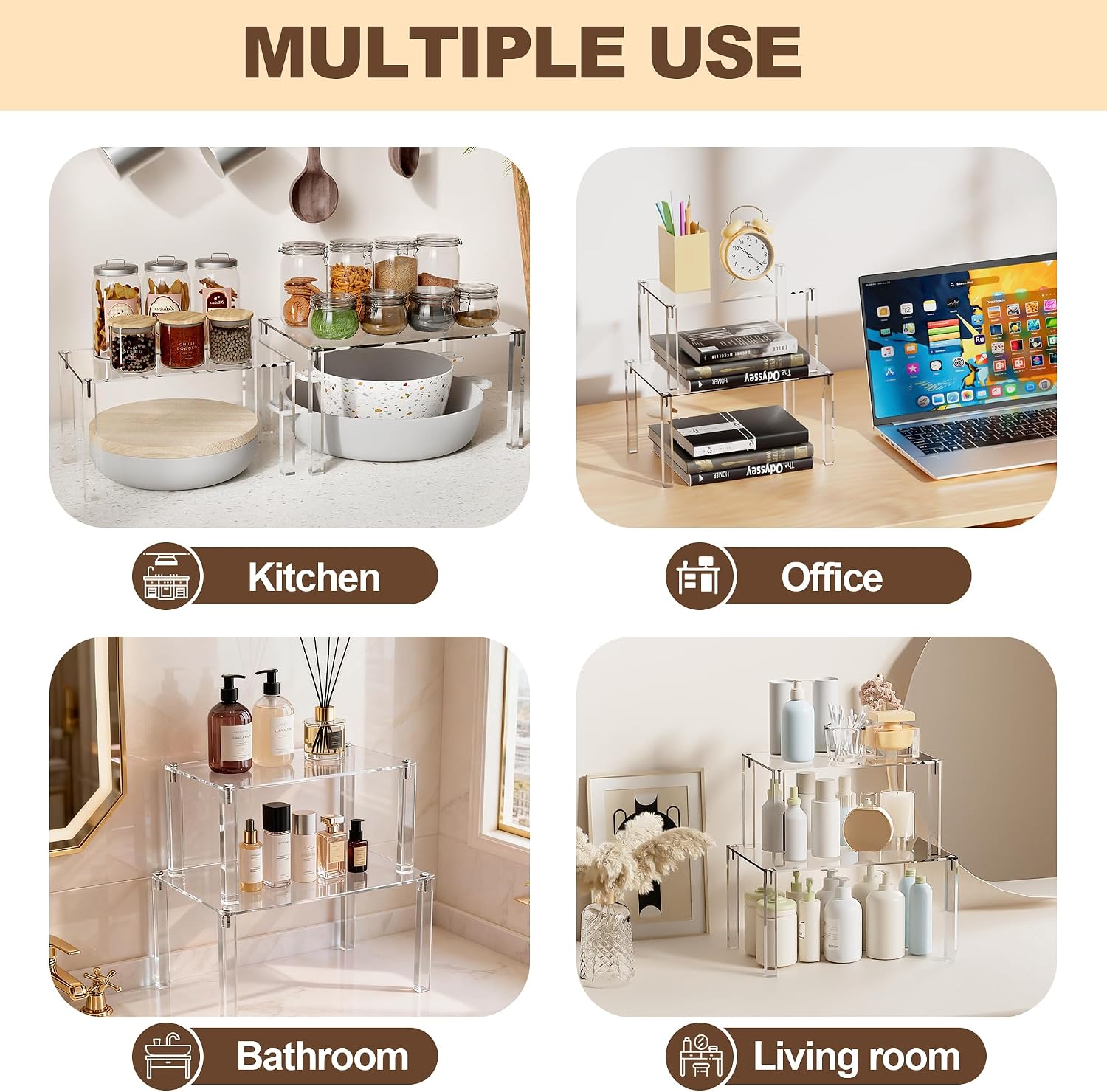 Clear Stackable Acrylic Kitchen Spice Organizer