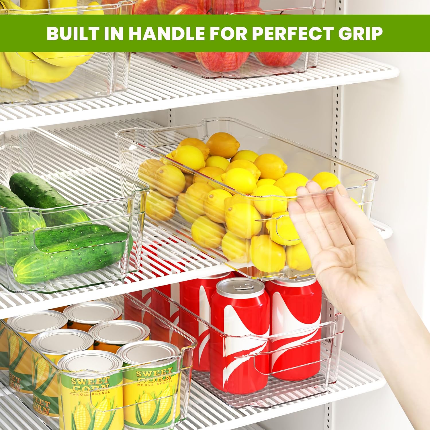 Clear Stackable Refrigerator Organizer Bins